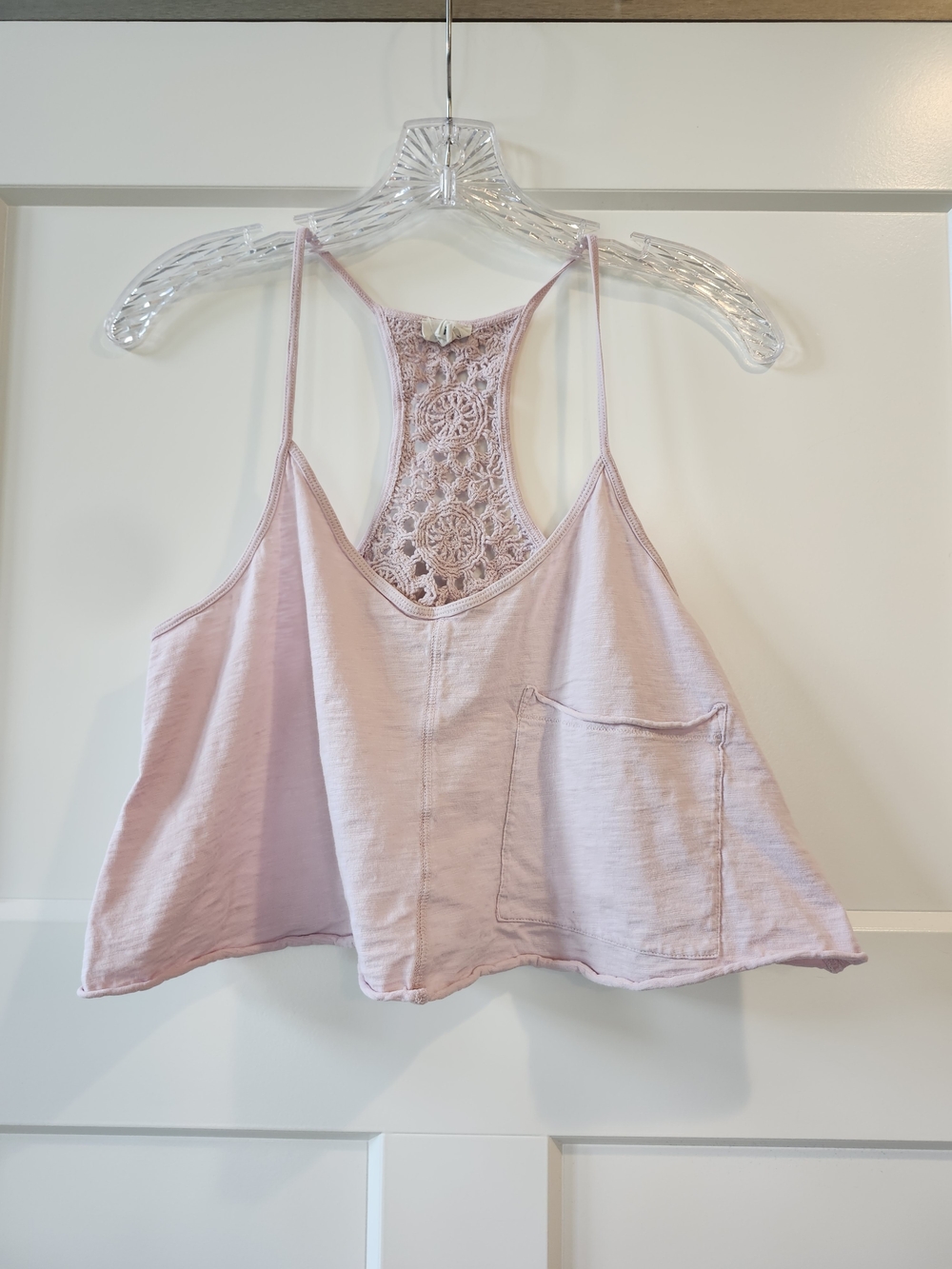 aerie Pale Pink Lace-Back Cropped Camisole